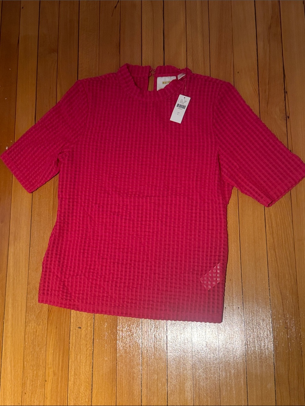 Maeve Bright Raspberry Short-Sleeve Textured Top